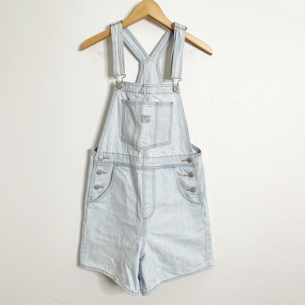 Levis Premium Womens Light Wash Denim Shortall Overalls Blue Small